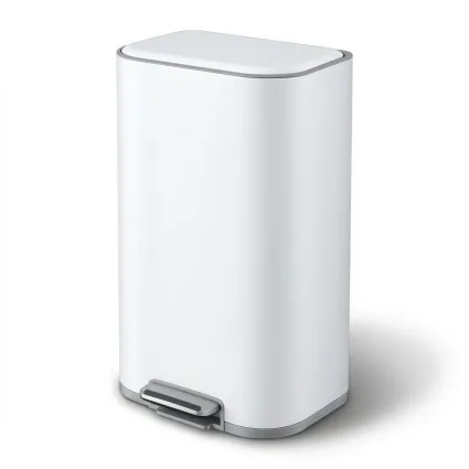 Cefito 40L Steel Kitchen Pedal Bin Rectangular with Soft Close Lid Removable Inner Bucket White 38x27x67cm