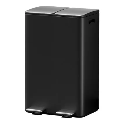 Cefito 60L Dual Compartment Pedal Bins: Carbon Steel, Soft Close, Stainless Pedal, Anti-Rust, Easy Clean Black Design