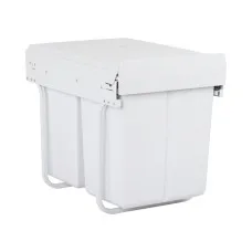 Cefito 40L Dual Pull Out Bin for Kitchen, White - 2x20L Compartments, Heavy-Duty Steel Frame, Space-Saving Design