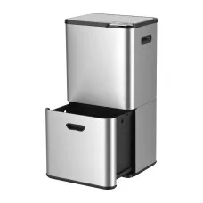 Cefito 63L Stainless Steel 3-Compartment Rubbish Bin Vertical Split Door Silver 63 Litre Capacity 3 Sections