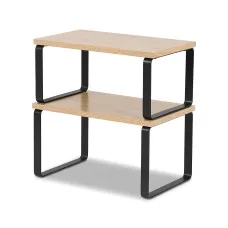 Cefito Kitchen Storage Shelf Rack Set of 2 Modular Cupboard Pantry Organisers Engineered Wood Metal Pine Wood