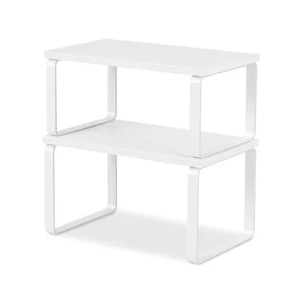 Cefito Kitchen Storage Shelf Rack Organiser Set of 2 White Modular Cupboard Shelves 20kg Engineered Wood Metal