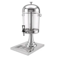 5-Star Chef 8L Beverage Juice Dispenser with Stainless Steel Ice Tube and Drip Tray Silver and Clear