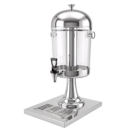 5-Star Chef 8L Beverage Juice Dispenser with Stainless Steel Ice Tube and Drip Tray Silver and Clear