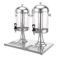 5-Star Chef 16L Dual Tank Juice Dispenser Beverage Server with Ice Tubes and Dual Taps Silver and Clear 5-Star Chef 16L Dual Tank Juice Dispenser Beverage Server with Ice Tubes and Dual Taps Silver and Clear