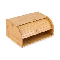 Artiss 45cm Bamboo Bread Box with Sliding Roll-Top Lid Natural