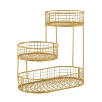 5-Star Chef 3-Tier Golden Metal Fruit Basket Bowl Space Saving Kitchen Storage Organiser Durable Rust-Resistant