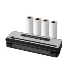 Devanti Stainless Steel Food Vacuum Sealer, 110W, Smart Touch, Built-in Cutter, 4 Rolls, Bags & Tube, 1-Year Warranty