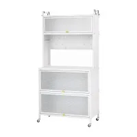 Artiss Kitchen Storage Cabinet 80x40x164cm White Pegboard Shelves Flip Doors 75kg Top Capacity 164cm