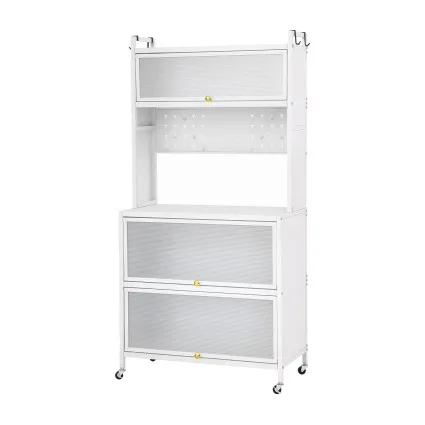 Artiss Kitchen Storage Cabinet 80x40x164cm White Pegboard Shelves Flip Doors 75kg Top Capacity 164cm