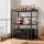 Artiss Adjustable Microwave Stand 40-60cm Metal 25kg Per Tier 2-Tier Kitchen Storage Shelf with Hooks Black