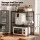 Artiss Adjustable Microwave Stand 40-60cm Metal 25kg Per Tier 2-Tier Kitchen Storage Shelf with Hooks Black