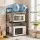 Artiss Adjustable Microwave Stand 40-60cm Metal 25kg Per Tier 2-Tier Kitchen Storage Shelf with Hooks Black
