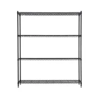 Artiss 4-Tier Metal Kitchen Rack 152x45x187cm Black Heavy-Duty Shelving with Wheels and Adjustable Feet