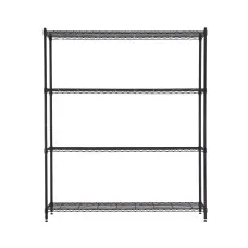 Artiss 4-Tier Metal Kitchen Rack 152x45x187cm Black Heavy-Duty Shelving with Wheels and Adjustable Feet