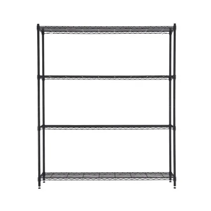 Artiss 4-Tier Metal Kitchen Rack 152x45x187cm Black Heavy-Duty Shelving with Wheels and Adjustable Feet