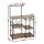 Artiss 4-Tier Kitchen Rack with Pull Out Basket 6 Hooks Microwave Shelf Metal PB Board 90x39x134cm