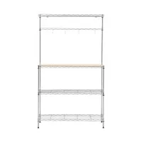 Artiss 4-Tier Metal Kitchen Rack 90x34x151cm Silver Heavy Duty Microwave Shelf Organiser with 40kg per shelf capacity