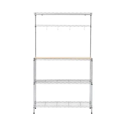 Artiss 4-Tier Metal Kitchen Rack 90x34x151cm Silver Heavy Duty Microwave Shelf Organiser with 40kg per shelf capacity
