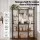 Artiss Kitchen Rack 120cm x 170cm Black Brown Metal Frame Microwave Shelf with 6 Hooks 20kg Capacity