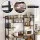 Artiss Kitchen Rack 120cm x 170cm Black Brown Metal Frame Microwave Shelf with 6 Hooks 20kg Capacity