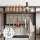 Artiss Kitchen Rack 120cm x 170cm Black Brown Metal Frame Microwave Shelf with 6 Hooks 20kg Capacity