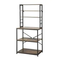 Artiss 6-Tier Kitchen Rack Microwave Storage Shelf 80cm x 167cm Black Brown Heavy Duty Shelving Unit