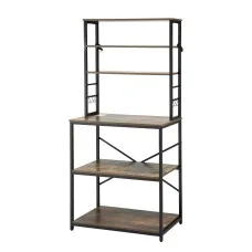 Artiss 6-Tier Kitchen Rack Microwave Storage Shelf 80cm x 167cm Black Brown Heavy Duty Shelving Unit