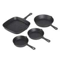 5-Star Chef Cast Iron Fry Pan Set 14/16/20/24cm Induction Gas Ceramic Campfire Durable Non-Coated Cookware 5-Star Chef Cast Iron Fry Pan Set 14/16/20/24cm Induction Gas Ceramic Campfire Durable Non-Coated Cookware
