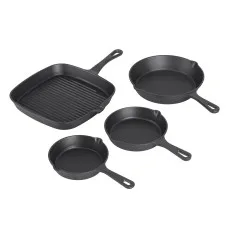 5-Star Chef Cast Iron Fry Pan Set 14/16/20/24cm Induction Gas Ceramic Campfire Durable Non-Coated Cookware
