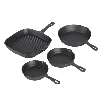 5-Star Chef Cast Iron Fry Pan Set 14/16/20/24cm Induction Gas Ceramic Campfire Durable Non-Coated Cookware