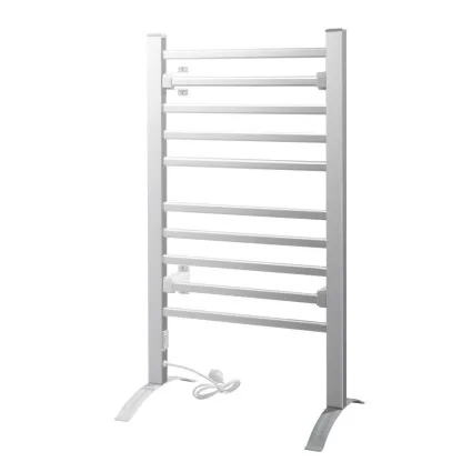 Devanti Electric Heated Towel Rail Rack, 10-Bar Freestanding/Wall-Mount, Rapid Heat, Aluminium, 53x35x97.5cm, 150W