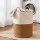 Artiss Woven Cotton Rope Laundry Basket 47L Foldable White Brown Built in Handles Lightweight Durable