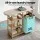 Artiss Bamboo Laundry Hamper with Ironing Board 38L Basket 3 Shelves Natural Light Grey All-in-One Utility