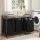 Artiss 135L 3-Section Laundry Basket Black Metal Frame Pull-Out Fabric Bags MDF Top Organiser Hamper