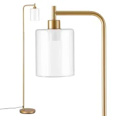 Artiss Modern Industrial Floor Lamp with Clear Glass Shade Gold Metal E27 Foot Switch Bulb Not Included
