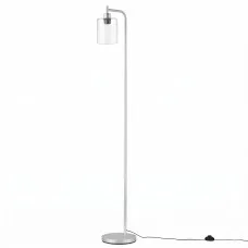Artiss Modern Industrial Floor Lamp with Clear Glass Shade Silver Metal Standing Light Foot Switch (Bulb Not Included)
