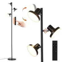 Artiss 3-Head LED Tree Floor Lamp 36W Dimmable Remote Touch Control Black