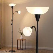 Artiss Floor Lamp Mother and Child Black Metal 180cm Adjustable Reading Light for Living Room, Bedroom, Office
