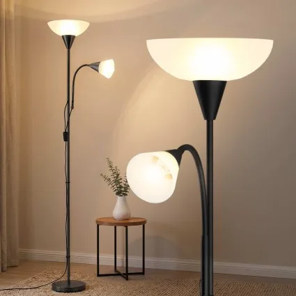 Artiss Floor Lamp Mother and Child Black Metal 180cm Adjustable Reading Light for Living Room, Bedroom, Office