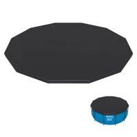 Bestway 3.66m/12ft Round Pool Cover - Durable UV-Resistant PVC, Includes Secure Ropes & Drainage, 3.7m Diameter