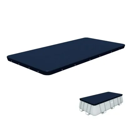 Bestway Durable UV-Resistant PVC Pool Cover with Drainage Holes, Fits 4.12x2.01m Above Ground Pools, Includes Rope Ties