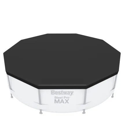Bestway 3.05m Round Pool Cover, Durable UV-Resistant PVC, Fits Above-Ground Pools, Rope Ties & Drain Holes Included
