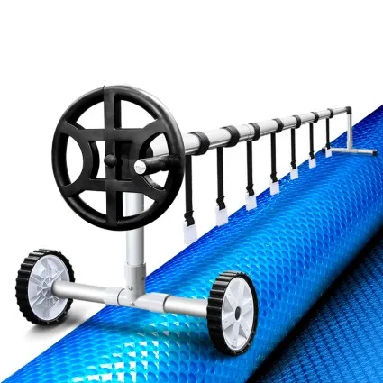 Aqua Buddy Pool Cover & Roller Set, Aluminium, 10x4m, Blue, 500 Micron, Solar Blanket, Keeps Pool Clean & Warm