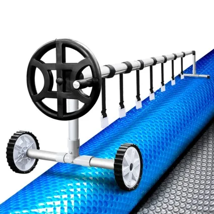 Aqua Buddy Pool Cover and Roller Set, Aluminium, 10x4m, Silver, 500 Micron, Solar Blanket for Warm, Clean Pools