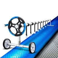 Aqua Buddy Aluminium Pool Roller & 500 Micron Cover, 10.5x4.2m, Blue, Solar Blanket, Easy Maintenance, Energy Saving