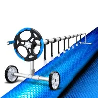 Aqua Buddy Pool Cover & Roller Set, Aluminium, 11x4.8m, Blue, 500 Micron Solar Blanket, Energy-Saving, UV Resistant