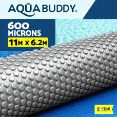 Aqua Buddy Solar Pool Cover, 600 Micron Bubble, 11x6.2m, Blue Silver, Durable, UV Resistant, Heat Retention Blanket