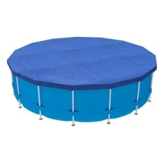 Aqua Buddy 3.66m Round Pool Cover - Durable UV Resistant PE Material, Blue, with Drainage Holes and Anchoring Ropes