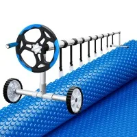 Aqua Buddy 600 Micron Solar Pool Cover & Aluminium Roller Set 6.5x3m - Durable, Adjustable, UV Resistant, Energy Saving